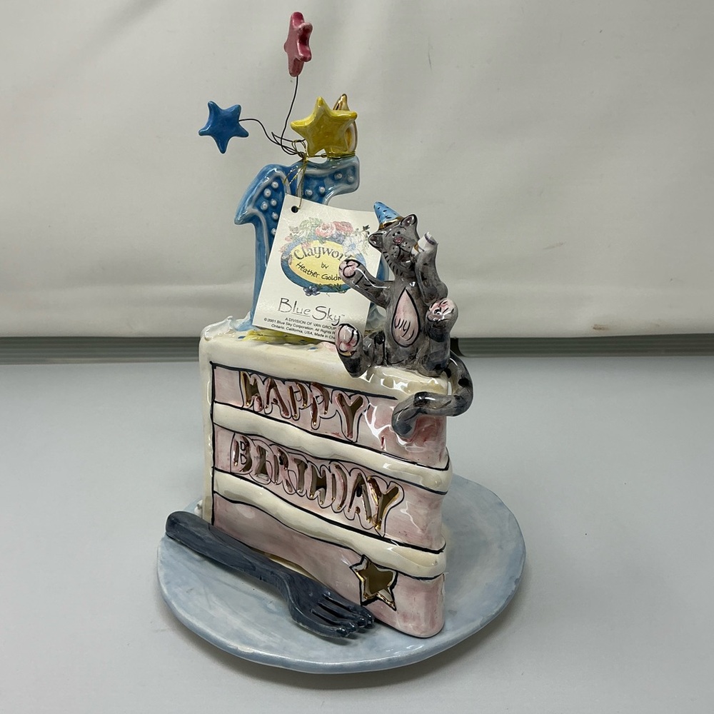 New Blue Sky Clayworks Ceramic Birthday Cake